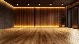 现代简约风木质空旷室内空间