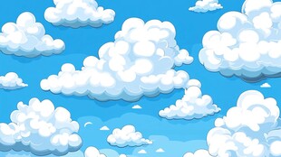 卡通风格蓝天白云背景图