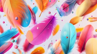 梦幻多彩羽毛装饰图案