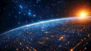 地球夜景与浩瀚星空奇观