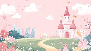 梦幻粉色童话城堡花园