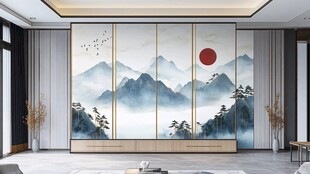 中式山水客厅背景墙设计