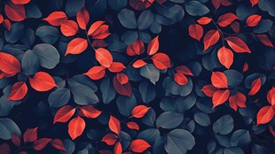 深红绿叶交织背景纹理