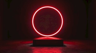 红色霓虹圆环展示台