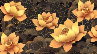 金色莲花中式古风背景图
