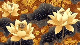 金色荷花图 古韵雅致风情