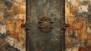 古老斑驳的中式铁门细节