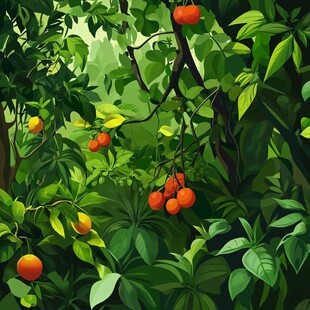 橘果满枝的繁茂绿意景象