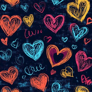 手绘多彩爱心浪漫背景图