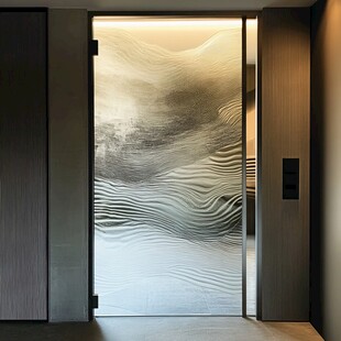 现代艺术感玻璃门室内场景