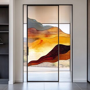 艺术玻璃推拉门 室内美景