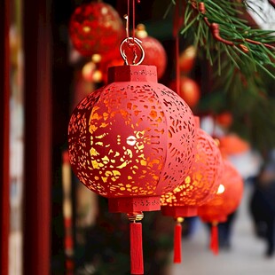喜庆红灯笼 装点节日氛围
