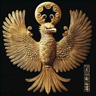 金色神鸟雕塑 工艺精湛