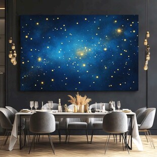 星空挂画装点现代餐厅空间