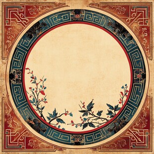 中式古典圆形边框装饰图