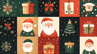 圣诞元素拼贴图案设计