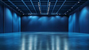 蓝色空旷室内空间场景