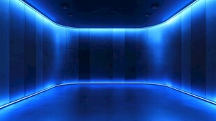 蓝色科技感发光室内空间
