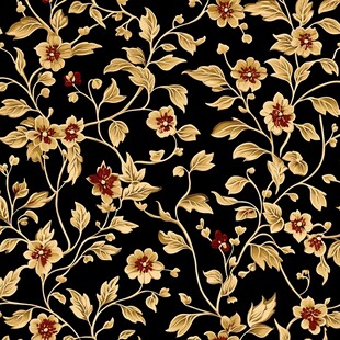 黑金花卉植物无缝图案