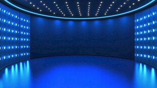蓝色科技风弧形演播空间