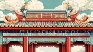 中式古建筑屋檐精美景观