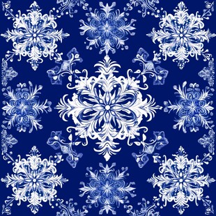 蓝白经典花纹装饰图案