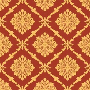 复古红金花卉无缝图案