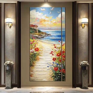 海滨花径油画玄关装饰画
