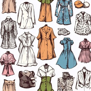 时尚服装手绘插画集合