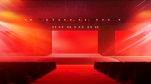 红色舞台场景灯光绚丽