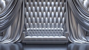 银色奢华沙发与幕布场景