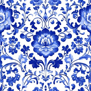 中式青花瓷花卉图案纹理