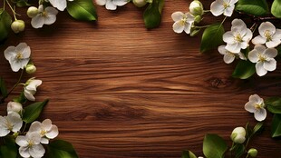 木底白花边框清新图景