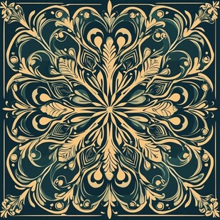 复古金色对称花纹装饰图案