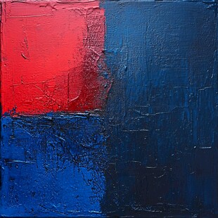 红蓝撞色抽象纹理油画
