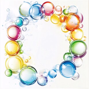 彩色梦幻气泡环绕边框