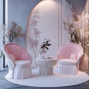 梦幻粉色系室内休闲角落