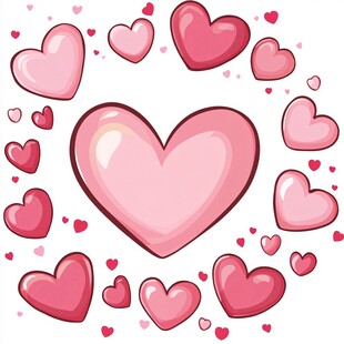 粉色爱心环绕的浪漫图案