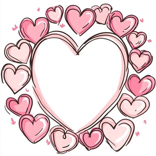粉色爱心环绕的浪漫边框