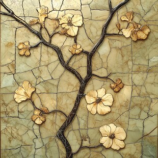 立体花朵裂纹墙面装饰画