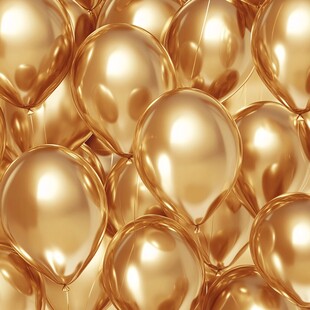 金色气球簇拥的华丽景象