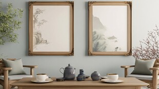 中式茶室挂画与雅致布置