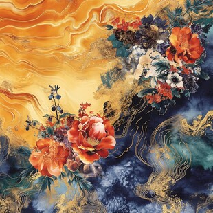 富贵繁花遇梦幻金纹