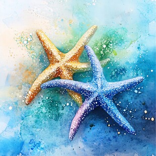 水彩海星 海洋梦幻之美