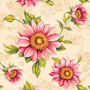 粉色花卉复古风图案背景