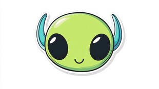 可爱外星人脸贴纸