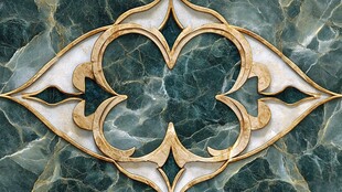 绿纹大理石上的金色雕花