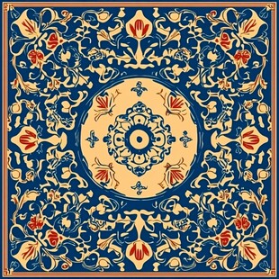 古典花卉几何图案装饰纹样