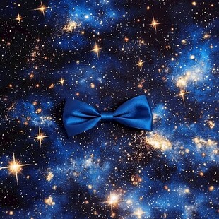 星空背景下的蓝色蝴蝶结