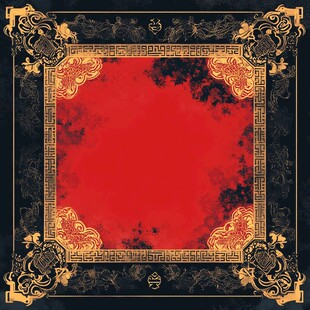 中式黑金红边框装饰图案